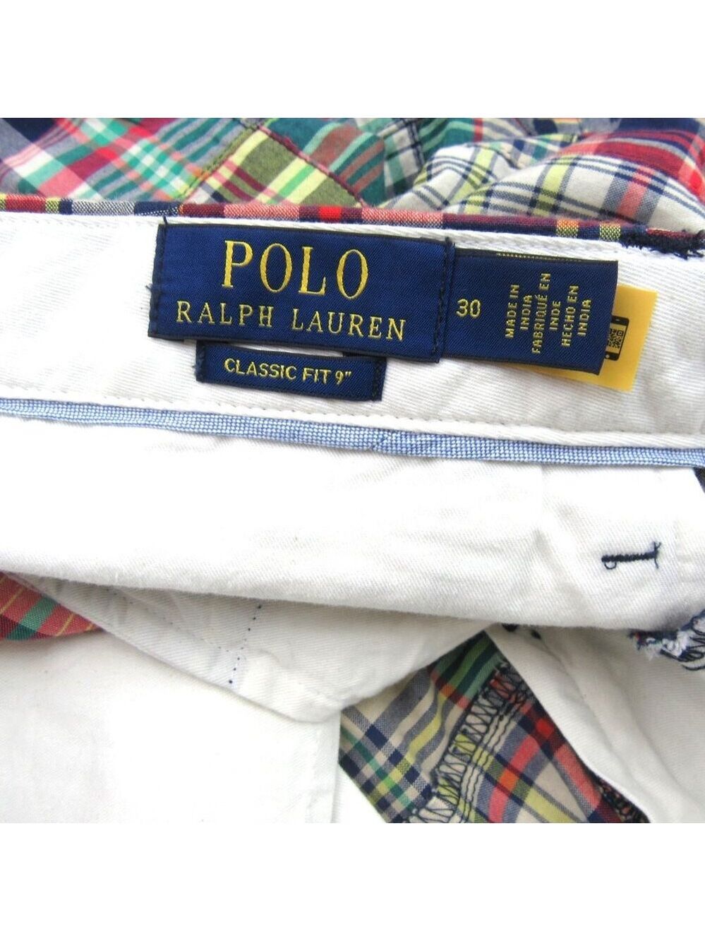 Polo Ralph Lauren Patchwork Madras Chino Shorts Classic Fit 9" Men's Size 30 NEW - Picture 13 of 15